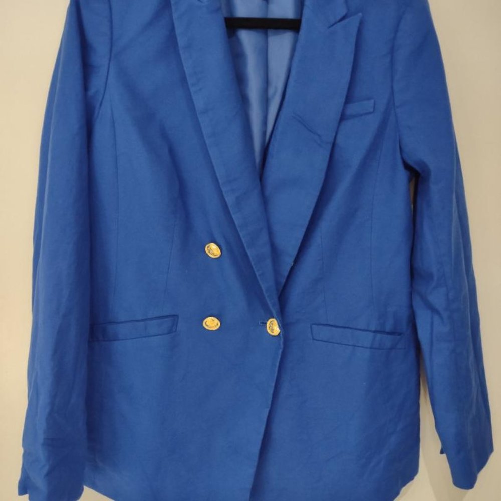 Beautiful Talbots Cobalt Blazer with Gold Tone Buttons